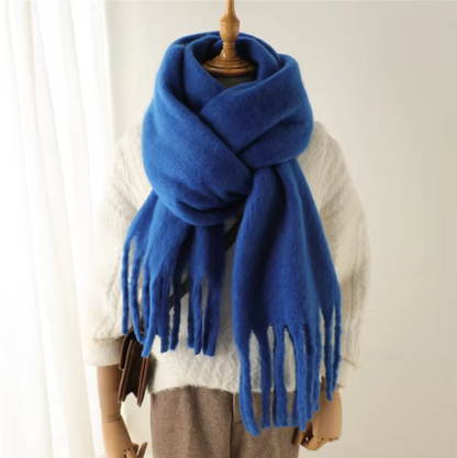 Warm Cozy Womens Winter Scarf - Blanket Fringe Plush