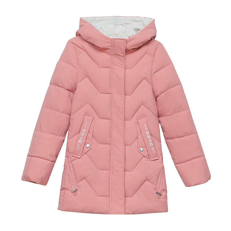 Warm Women Mid-Length Coat - Quilted, Polyester, Winter
