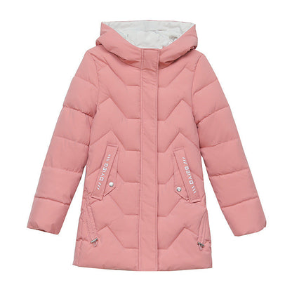 Warm Women Mid-Length Coat - Quilted, Polyester, Winter