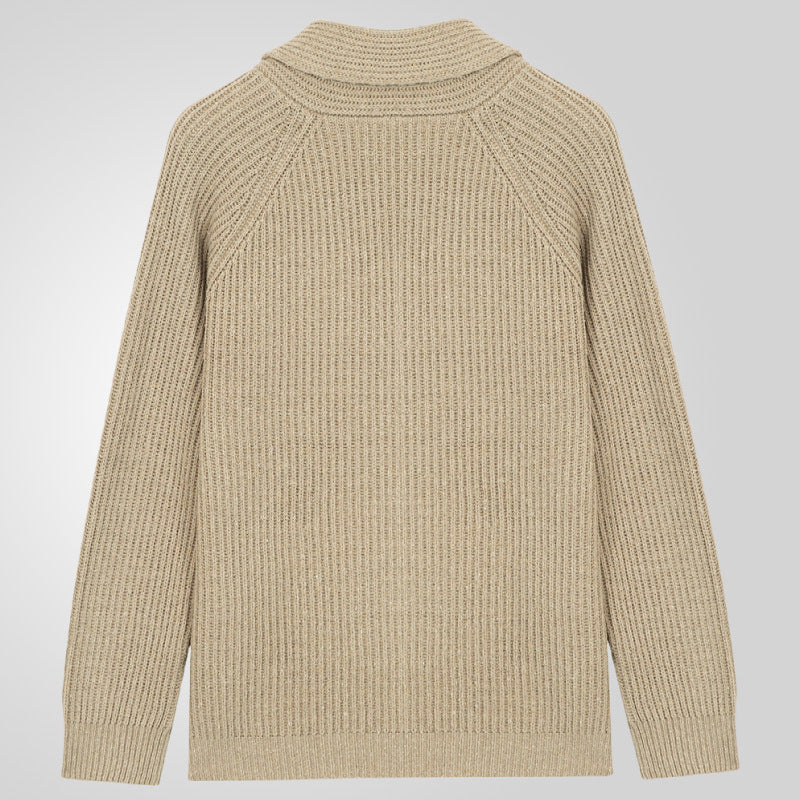 Weicher Herren-Strickjacke mit Schalkragen – Rippstrick, Frühling Herbst
