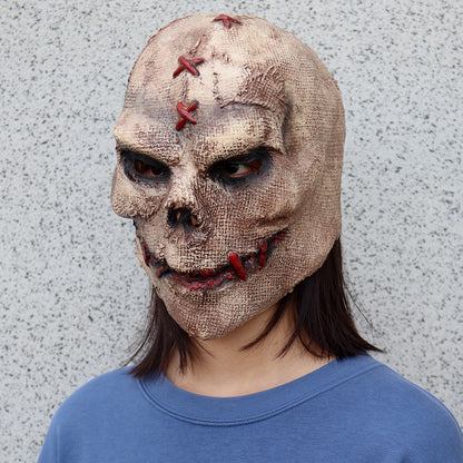 Gestikt latex horror masker bruin Halloween 2025 cosplay