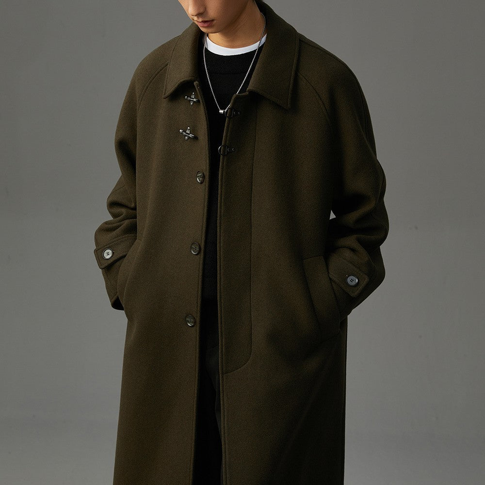 Warm Structured Men’s Wool Coat - Midlength, Double Sided