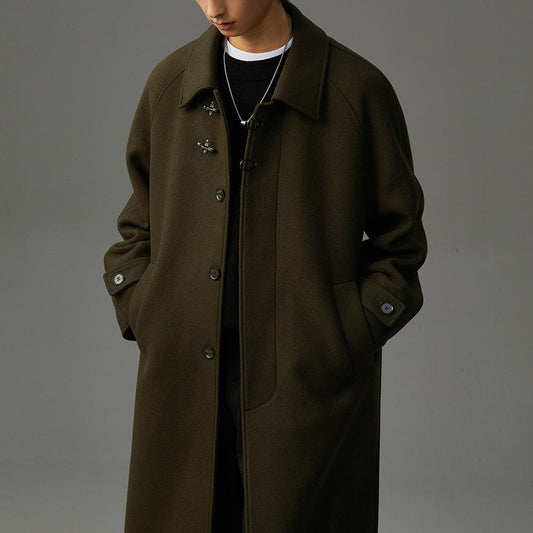 Warm Structured Men’s Wool Coat - Midlength, Double Sided