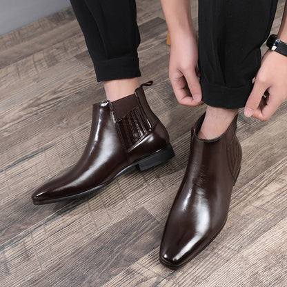 Supportive Men's Chelsea Boots - Pointed Toe, PU Leather
