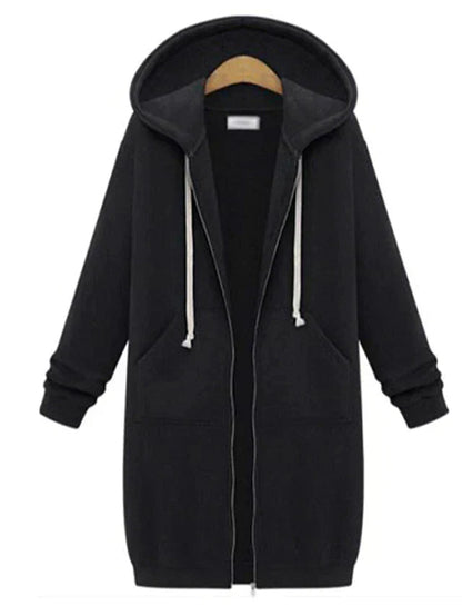 Warm Cozy Women’s Zip-Up Hoodie - Longline, For Cold Days