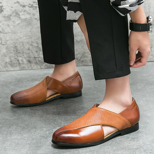 Mocassins respirants pour hommes à enfiler – dessus en PU tissé, chaussures d'été décontractées pour les déplacements quotidiens