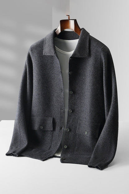 Warme Klassieke Heren Polo Cardigan - Wol, Knopen, Herfst