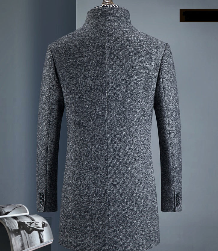 Insulating Men's Overcoat - Single-Breasted, Wool, Commute