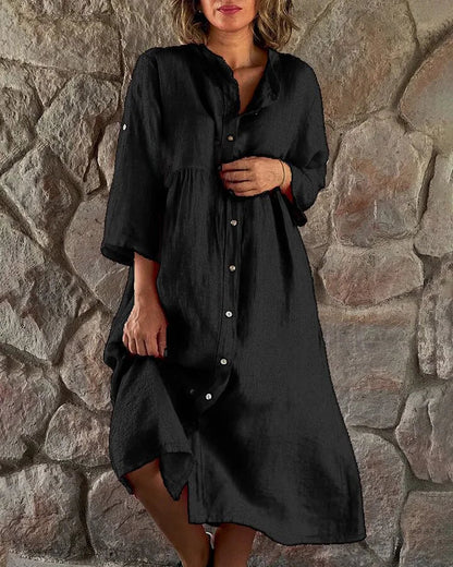 Variant image for Linen Shirt Dress for Women, Lightweight and Breathable Summer Style, Knee-Length Relaxed Fit, Available in Multiple Colors-33