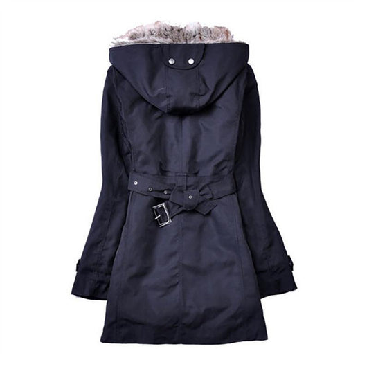 Warm Women's Winter Coat - Tailored Mid Thigh, Hooded
