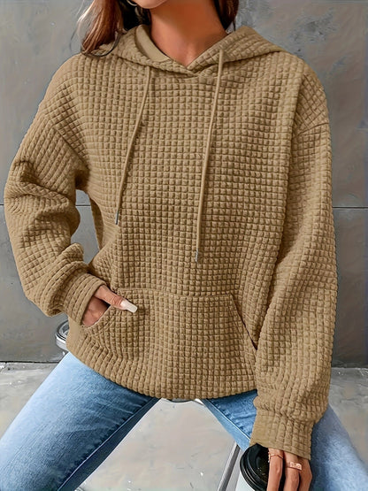Soft Cozy Women’s Hoodie Sweater - Waffle Knit Layering