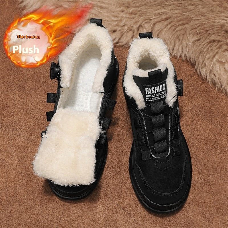 Insulating Men’s Casual Shoes - Chunky Ankle, Leather, Warm