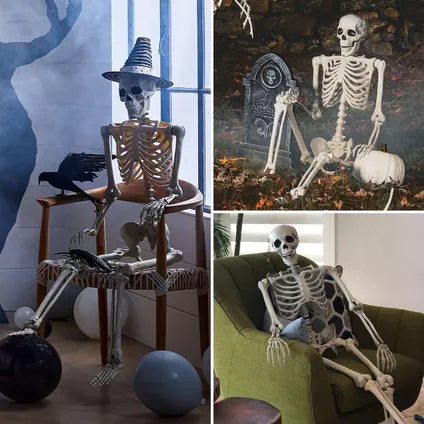 Realistic 40cm Halloween Skeleton Decoration - Poseable Jointed Figure for Spooky Parties and Haunted Houses