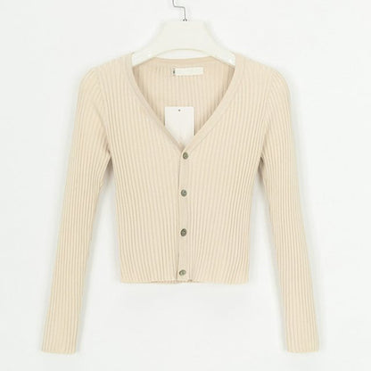 Fitted Womens Cropped Cardigan - Ribbed Knit, Casual