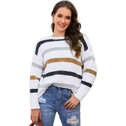 Blød afslappet damesweater - boxy cropped boucle