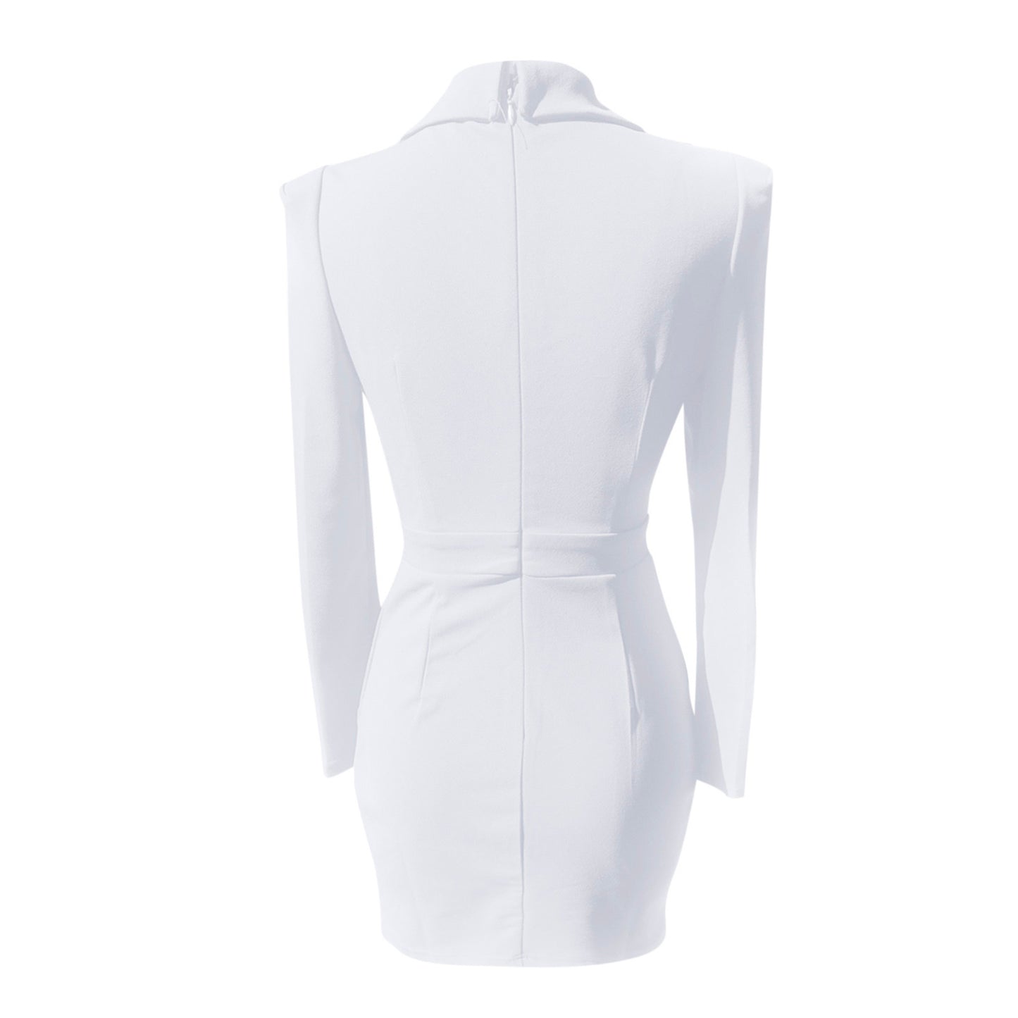 Fitted women's blazer dress - polished wrap-front, knee-length, rabbit hair, for office