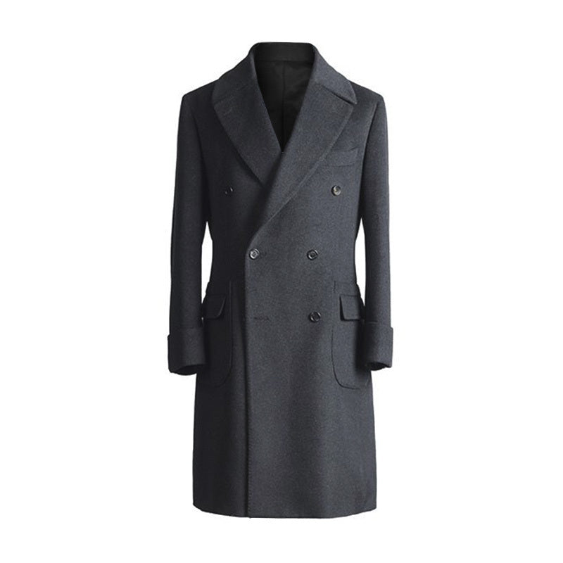 Warm Men's Polo Coat - Double Breasted Wool For Winter