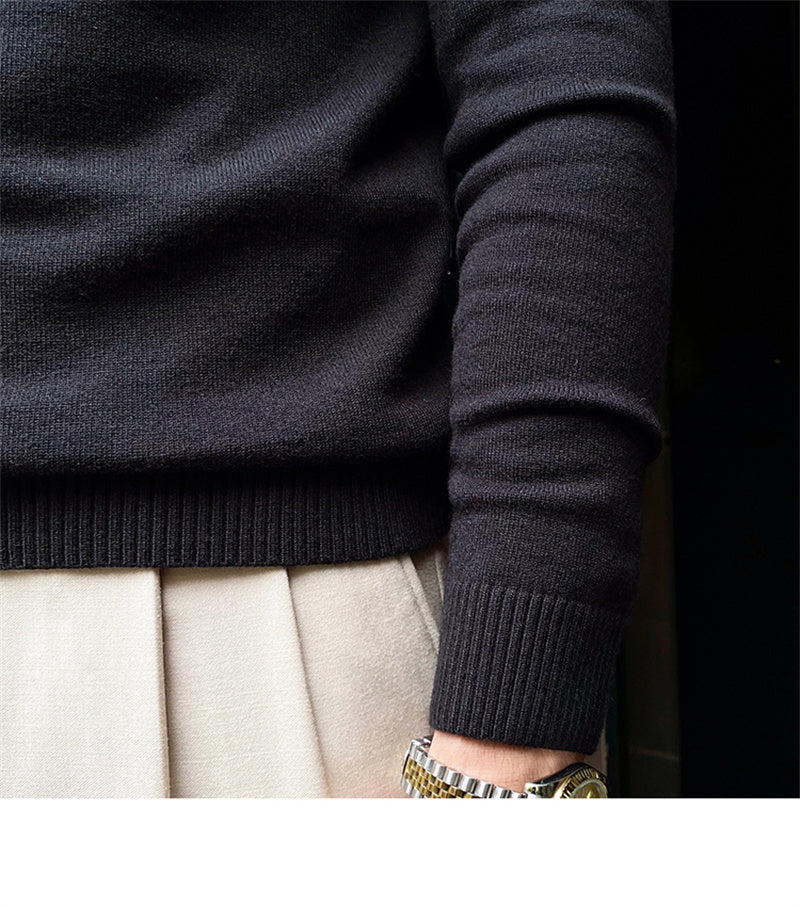 Fitted Men’s Half-Zip Sweater - Ribbed Knit, Smart Casual