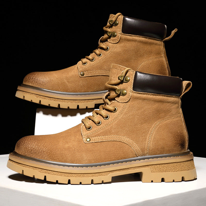 Durable Men's Hiking Boots - Suede Workwear For Fall