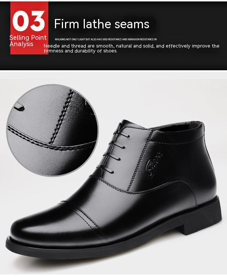 Warm Cozy Mens Ankle Boots - Cap Toe, PU Leather, Winter