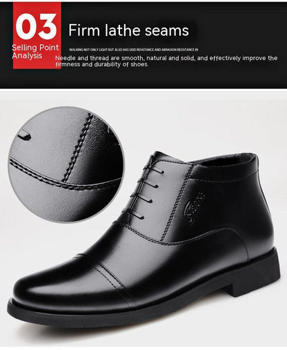 Warm Cozy Mens Ankle Boots - Cap Toe, PU Leather, Winter