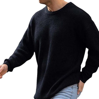 Weicher klassischer Herrenpullover mit Waffelstrick - Rundhalsausschnitt Acryl