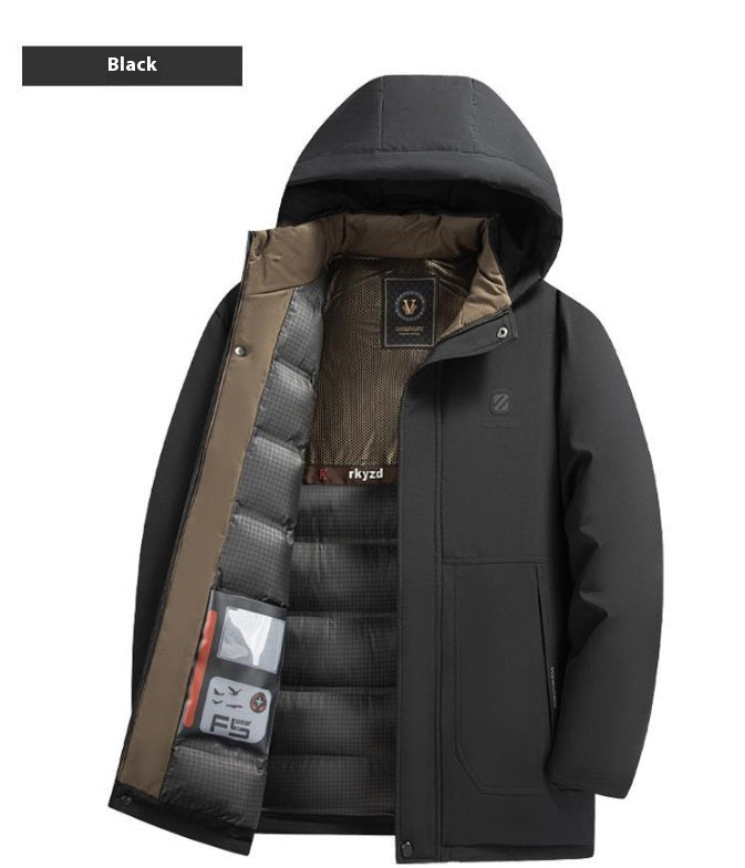 Isolierende Herren-Daunenparka - Kapuzen-Cord, Winterbereit