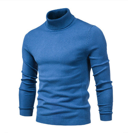 Blød herre rullekrave sweater - slim fit viskose vinter