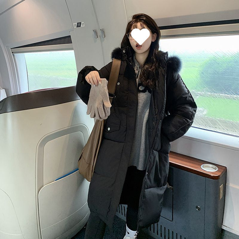 Insulating Women’s Long Down Puffer Coat - Quilted Cotton