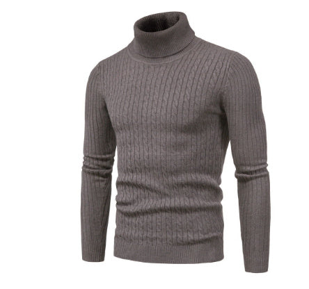 Eng anliegender Herren-Rollkragenpullover – Slim Fit, Zopfmuster, Winter