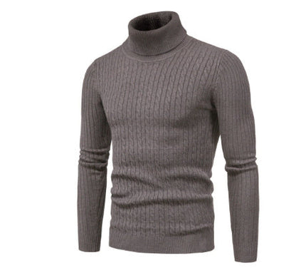 Eng anliegender Herren-Rollkragenpullover – Slim Fit, Zopfmuster, Winter