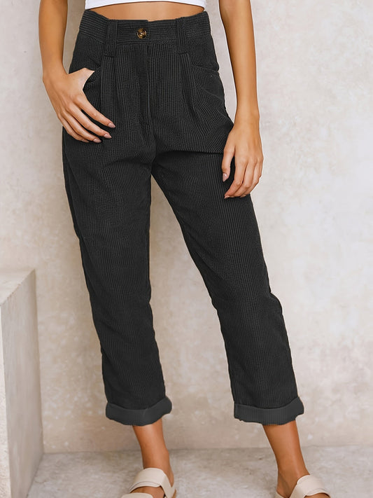 High Waist Casual Women's Pants, Soft Comfortable Fabric, Relaxed Fit, Versatile Styling, Available in Sizes S to 3XL-1