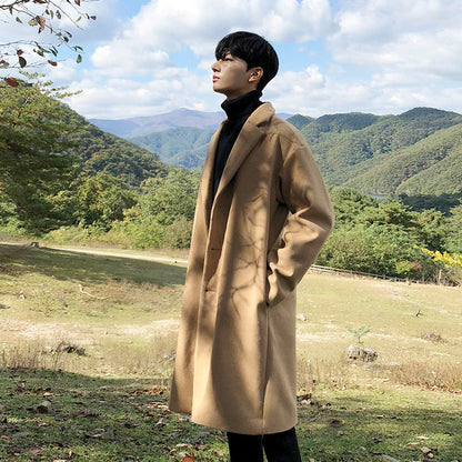 Warm Classic Men's Wool Coat - Mid Length, Wool Winter