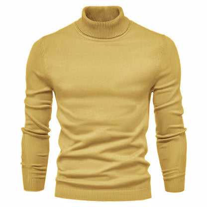 Blød herre rullekrave sweater - slim fit viskose vinter