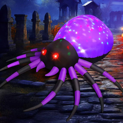 9ft Wide Halloween Inflatable Spider with LED Lights – Spooky Outdoor Yard Decoration