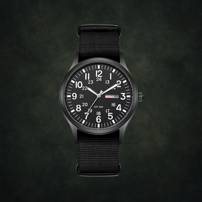 Durable Men’s Military-Style Watch – Waterproof, Scratch-Resistant, 42mm Dial – Green Black