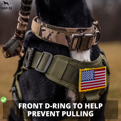 Tactical Dog Harness No-Pull With Front And Back D-Rings Quick-Release Buckles Top Handle Heavy-Duty Training