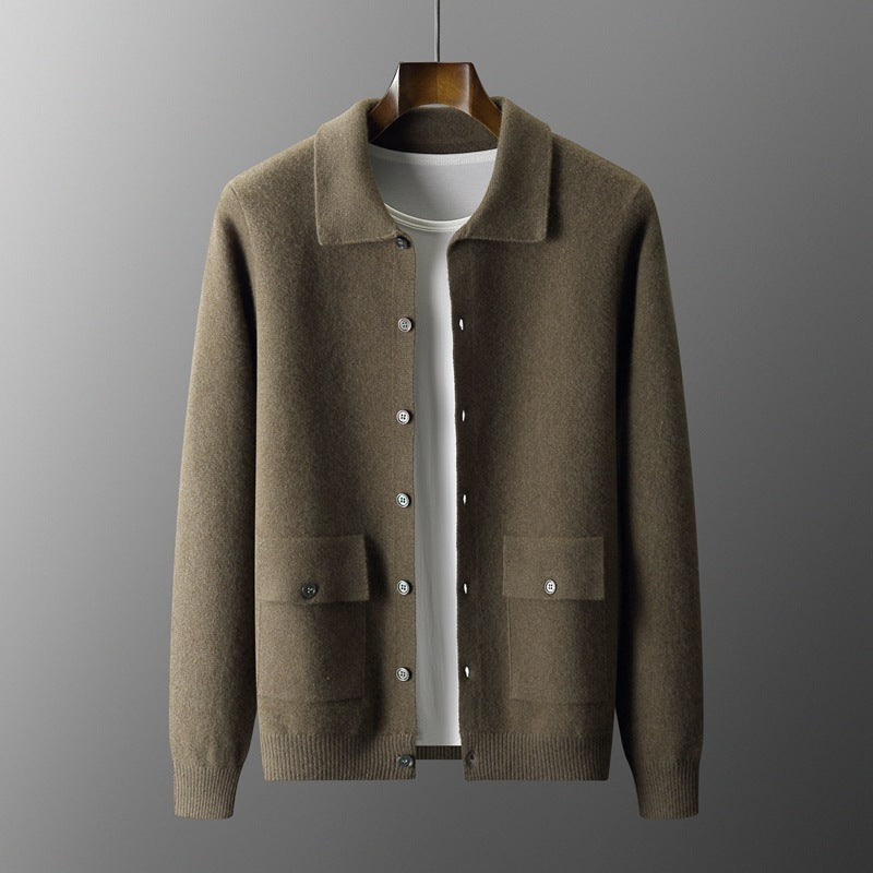 Warme Klassieke Heren Polo Cardigan - Wol, Knopen, Herfst
