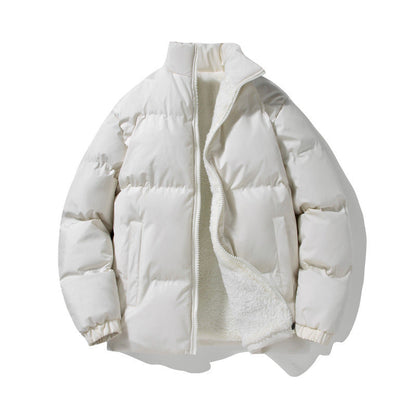 Insulating Men's Puffer Jacket – Stand-Up Collar, Lambswool