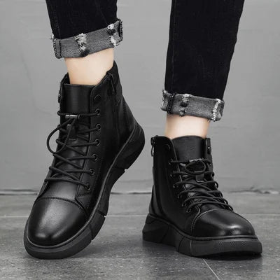Supportive High Top Boots - Lace Up, Leather, Everyday