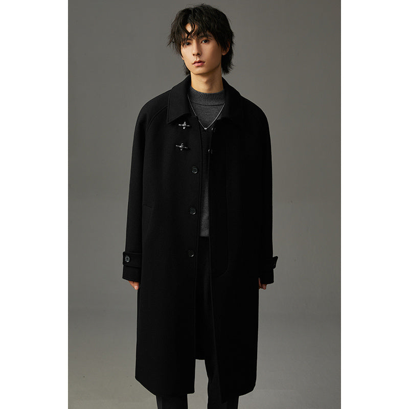 Warm Structured Men’s Wool Coat - Midlength, Double Sided