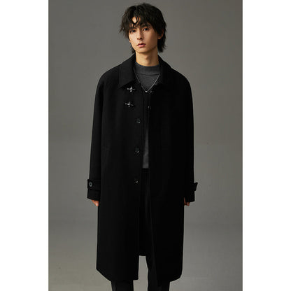 Warm Structured Men’s Wool Coat - Midlength, Double Sided