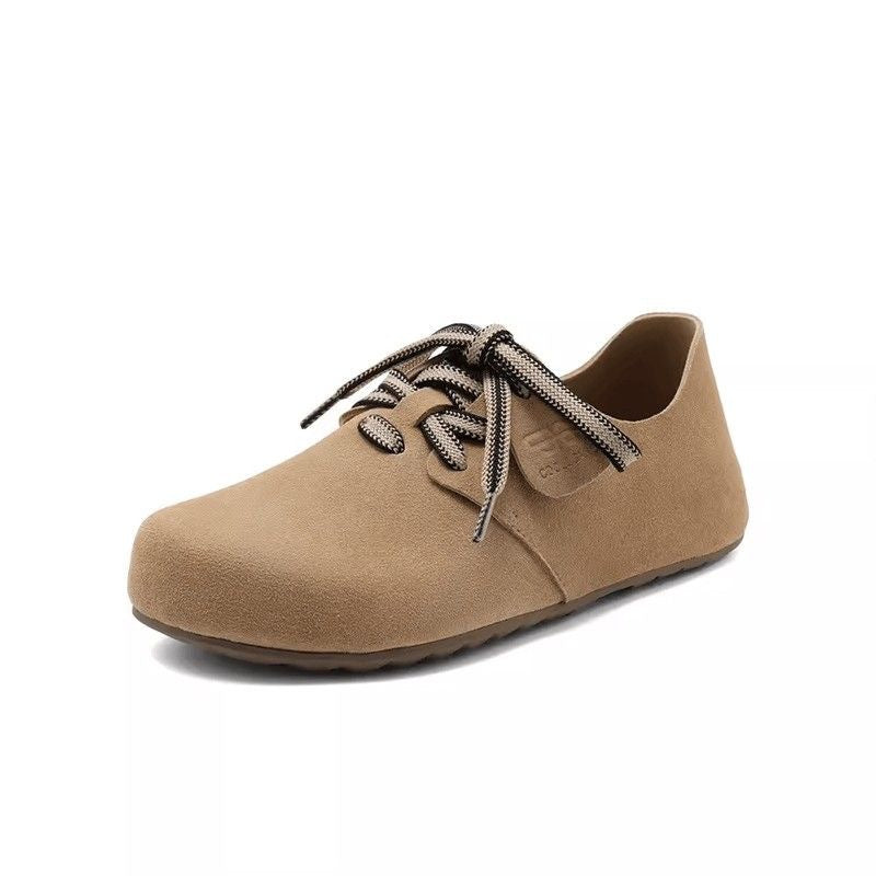 Ballerine leggere da donna - stringate, punta tonda, in suede, casual per uso quotidiano tutto il giorno