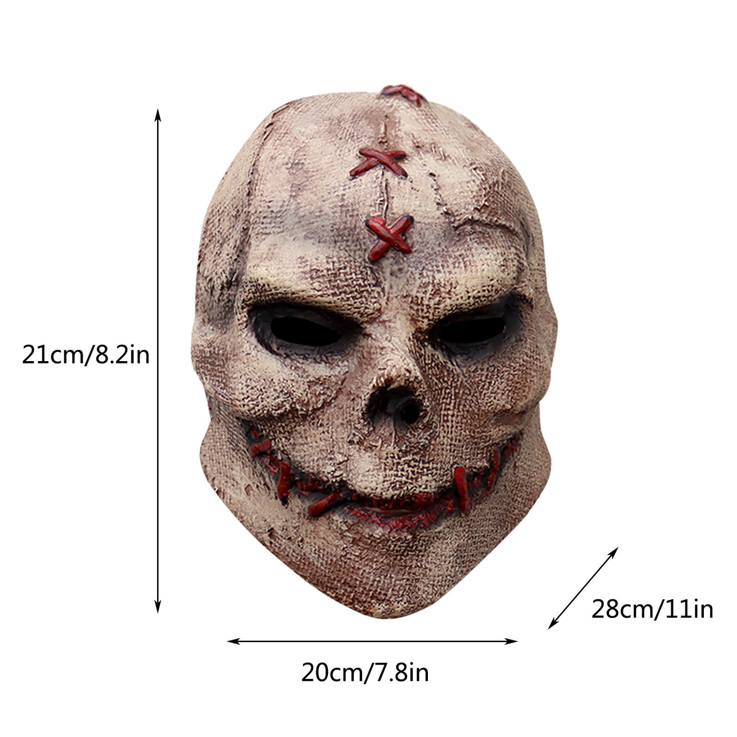 Gestikt latex horror masker bruin Halloween 2025 cosplay