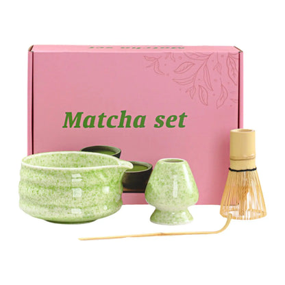 Matcha-Set Keramikschale mit Bambusbesen Traditionell