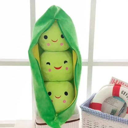 Kawaii Plush Pea Pod Doll Toy - 25cm (9.8 inch) Soft Stuffed Cushion for Kids, Unisex Gift for Boys and Girls, Adorable Playtime Companion