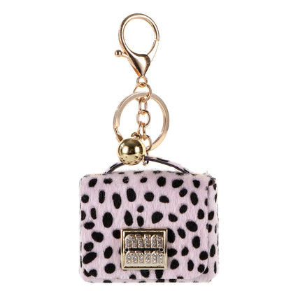 1+1 Free Birkin Inspired Mini Hand Bag - Leopard Print Bag Charm Keychain