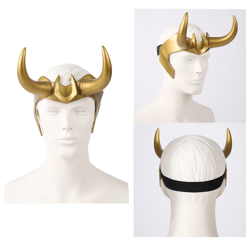 Loki Ragnarok latex kroon-cosplayhelm met hoorns, masker voor volwassen heren en dames, anime-Halloween 2026