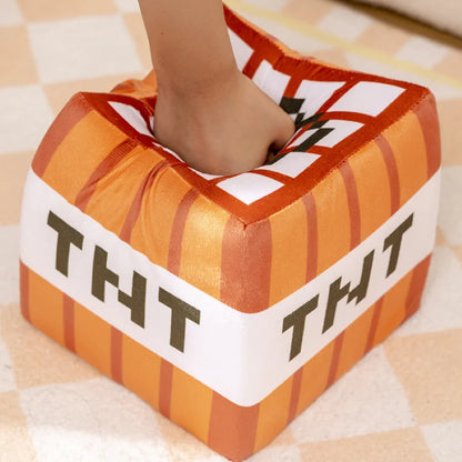 Cojín decorativo de bloque de hierba TNT, juguete de peluche suave para decoración de sala de juegos, 12x12 pulgadas, verde y marrón