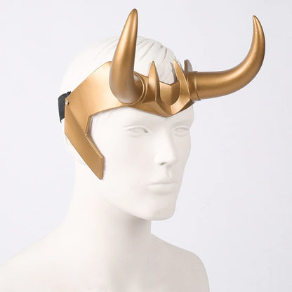 Loki Ragnarok latex kroon-cosplayhelm met hoorns, masker voor volwassen heren en dames, anime-Halloween 2026